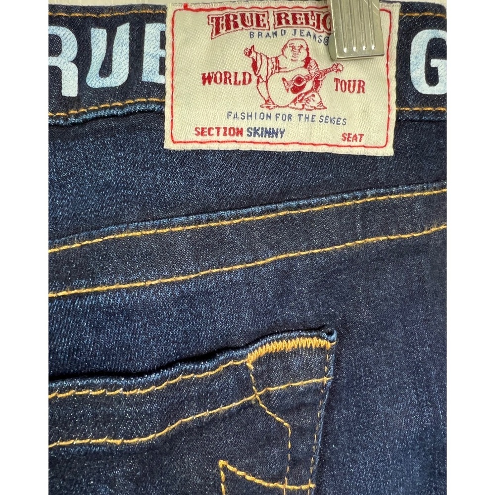 True Religion Skinny Jeans Women 32 Blue Logo Waistband Super Stretch Denim PF17 - Picture 4 of 16